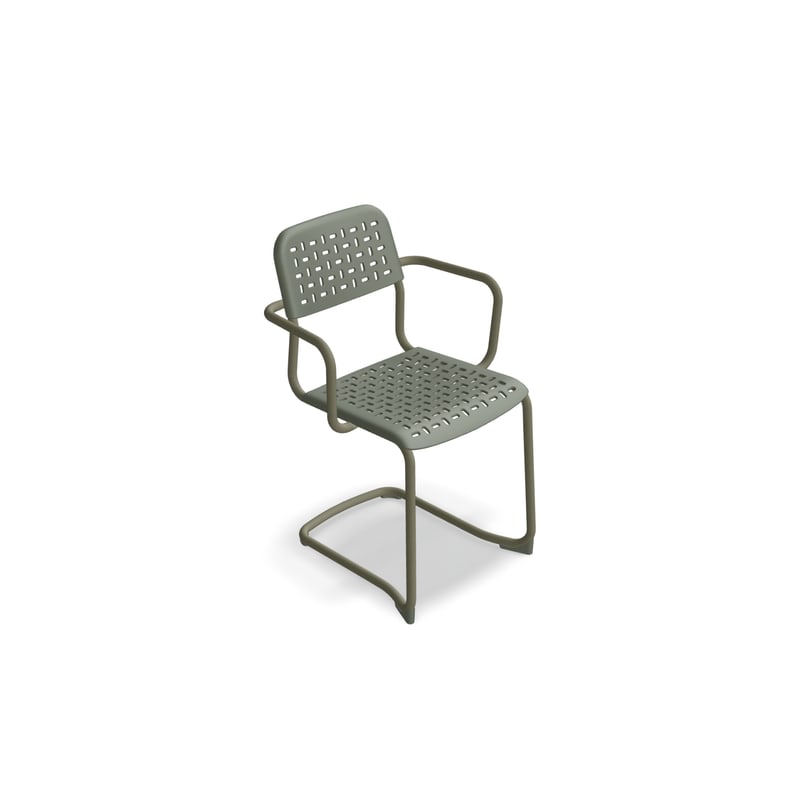 Chaise avec accoudoirs TUBE base luge - olive