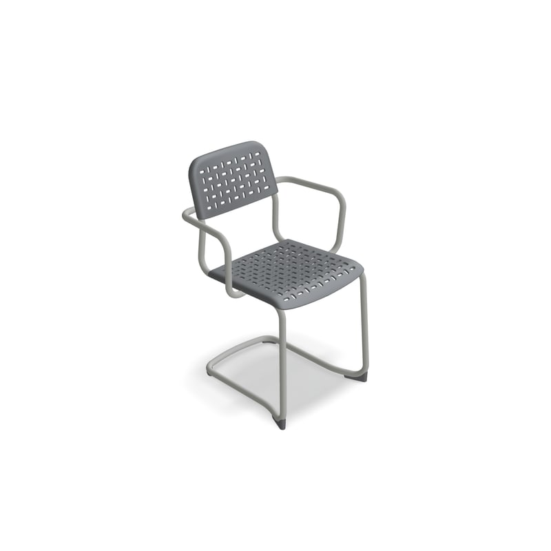 Chaise avec accoudoirs TUBE luge - gris clair
