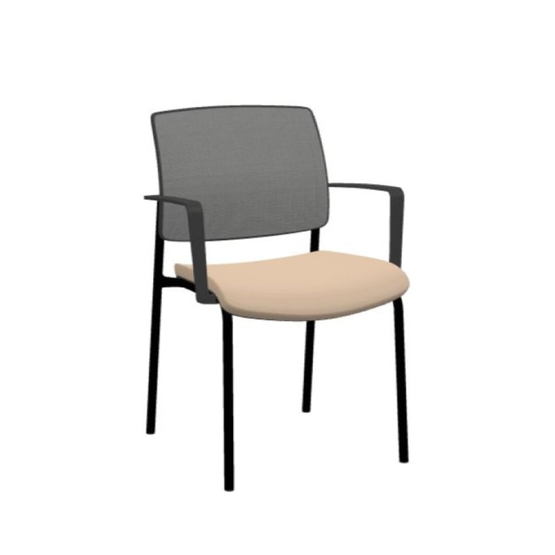 Chaise pieds droit métal avec accoudoirs GAYA