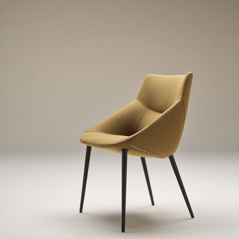 Chaise tapissée 4 pieds en métal BOW