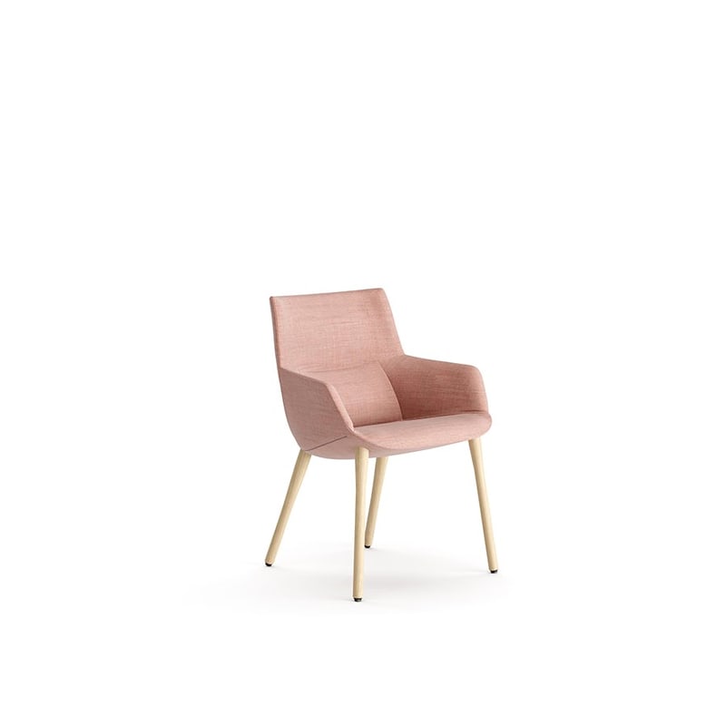 Chaise tapissée pieds bois BOW accoudoirs