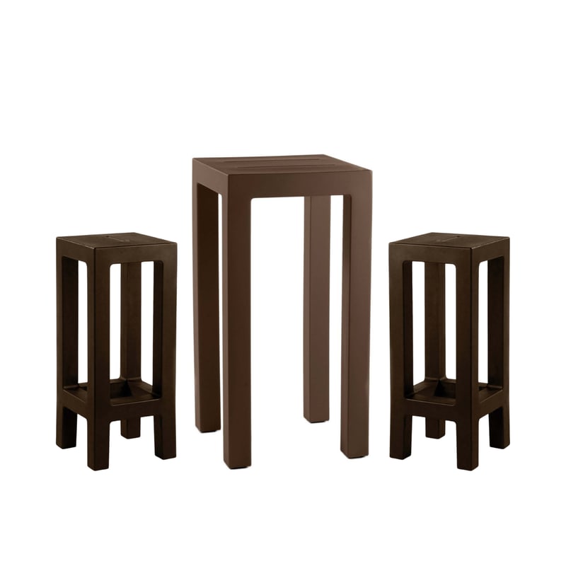 Ensemble JUT table + 2 tabourets - marron