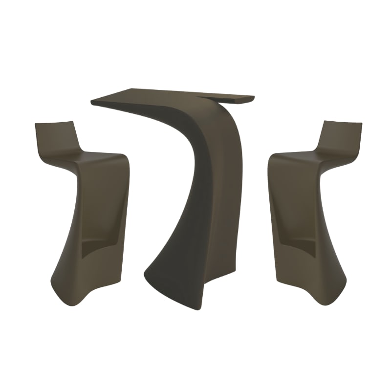 Ensemble WING table + 2 tabourets - marron