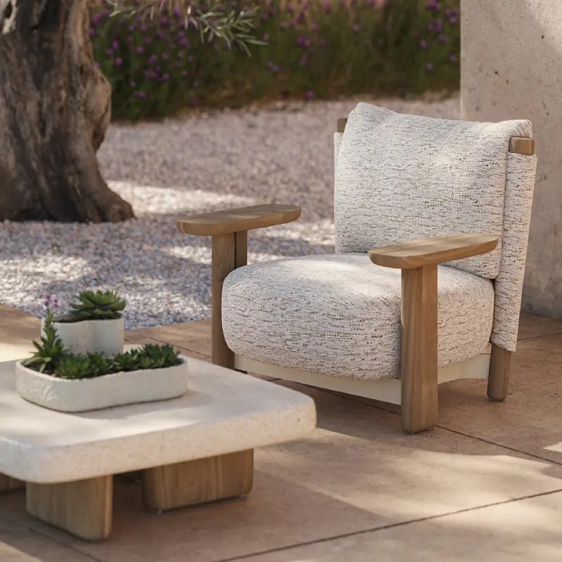 Fauteuil lounge extérieur en bois MILOS