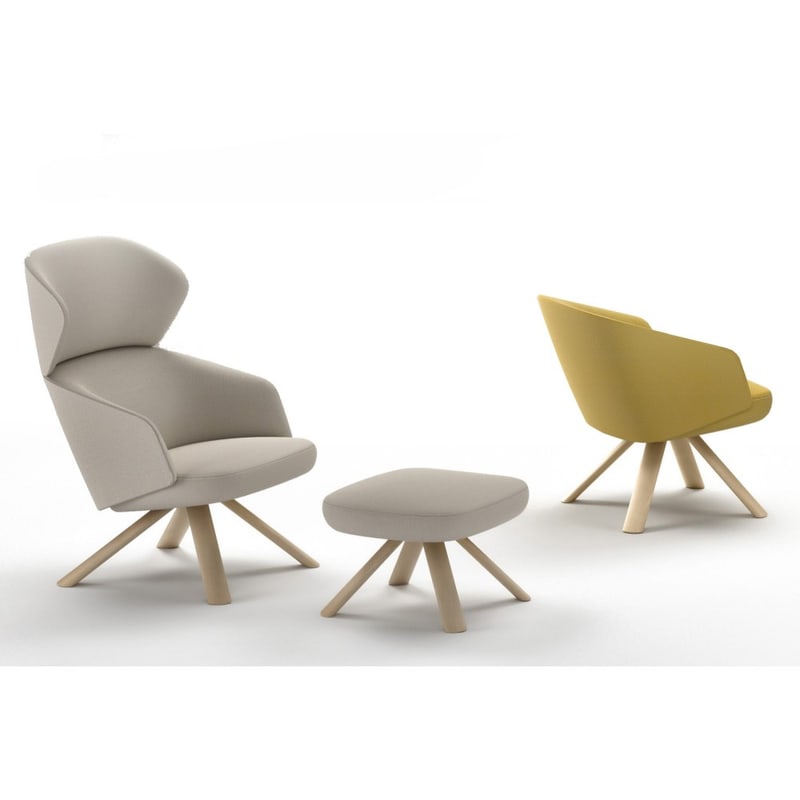 Fauteuil lounge pieds bois EZTIA