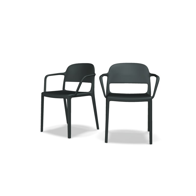 Lot de 2 chaises avec acc. BLENDY anthracite