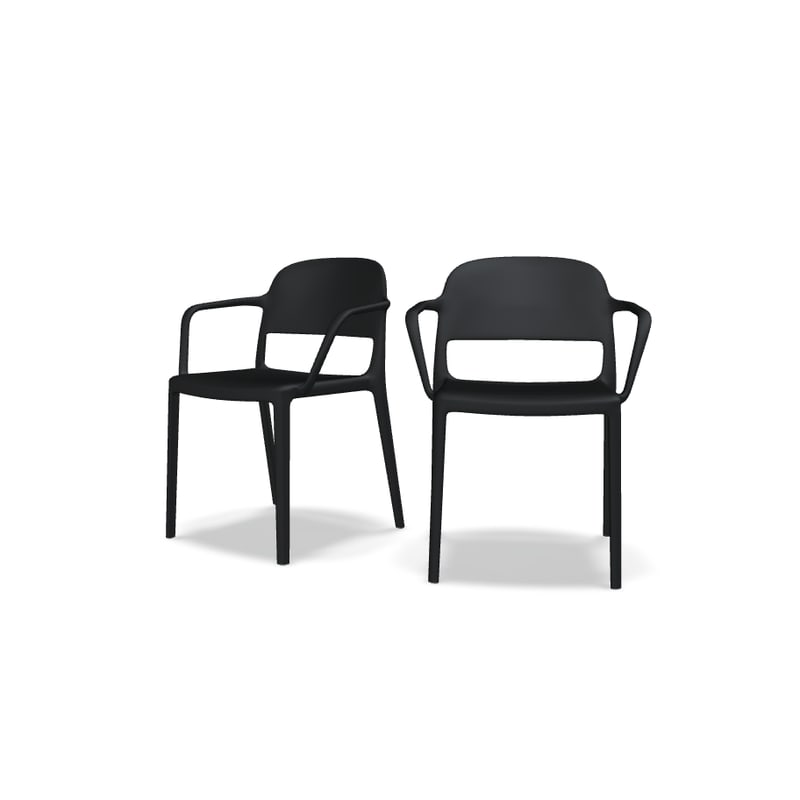 Lot de 2 chaises avec acc. BLENDY - noir