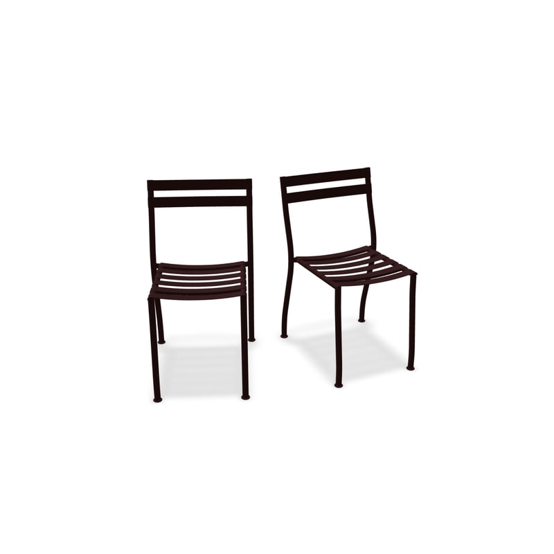 Lot de 2 chaises en métal FLANER - bordeaux