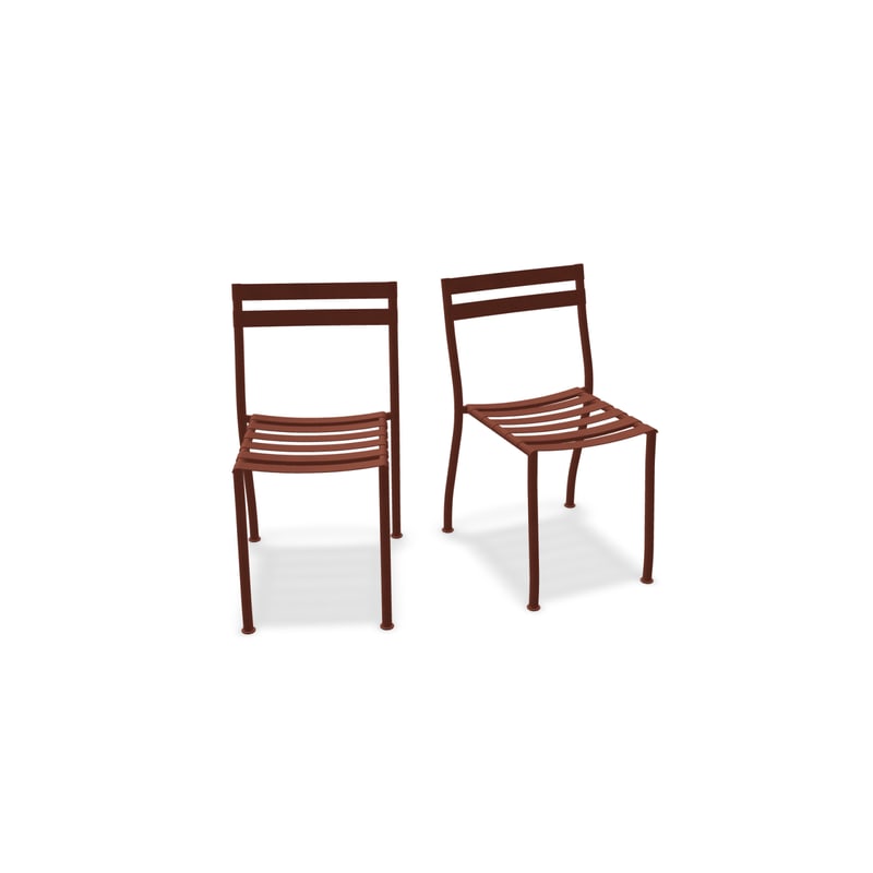 Lot de 2 chaises en métal FLANER - brique