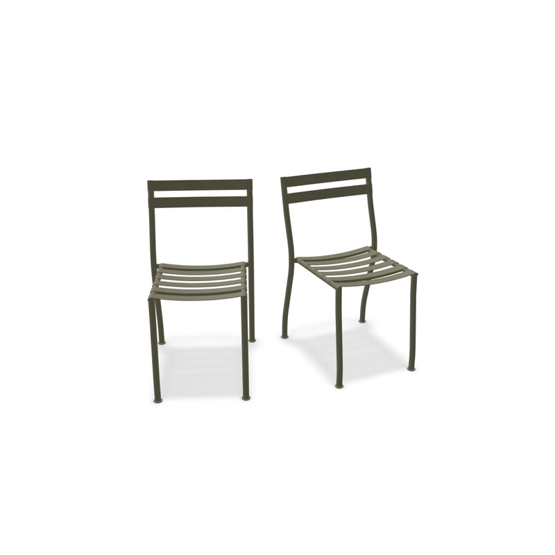 Lot de 2 chaises en métal FLANER - olive
