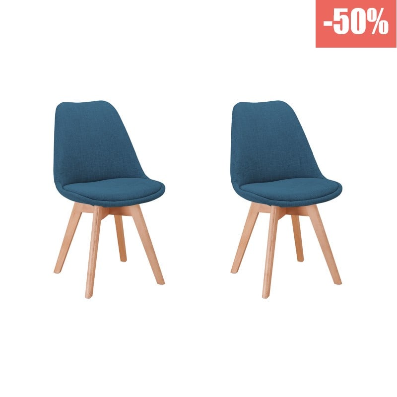 Lot de 2 chaises en tissu pied bois MIRINO