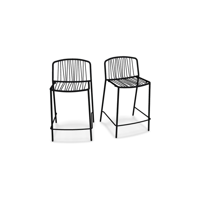 Lot de 2 tabourets haut in & out BRIS - noir