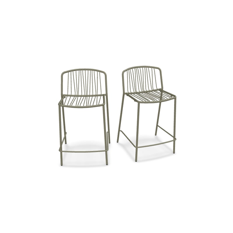 Lot de 2 tabourets haut in & out BRIS - olive