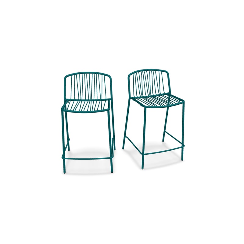Lot de 2 tabourets haut in & out BRIS - turquoise
