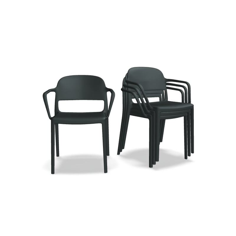 Lot de 4 chaises avec acc. BLENDY anthracite