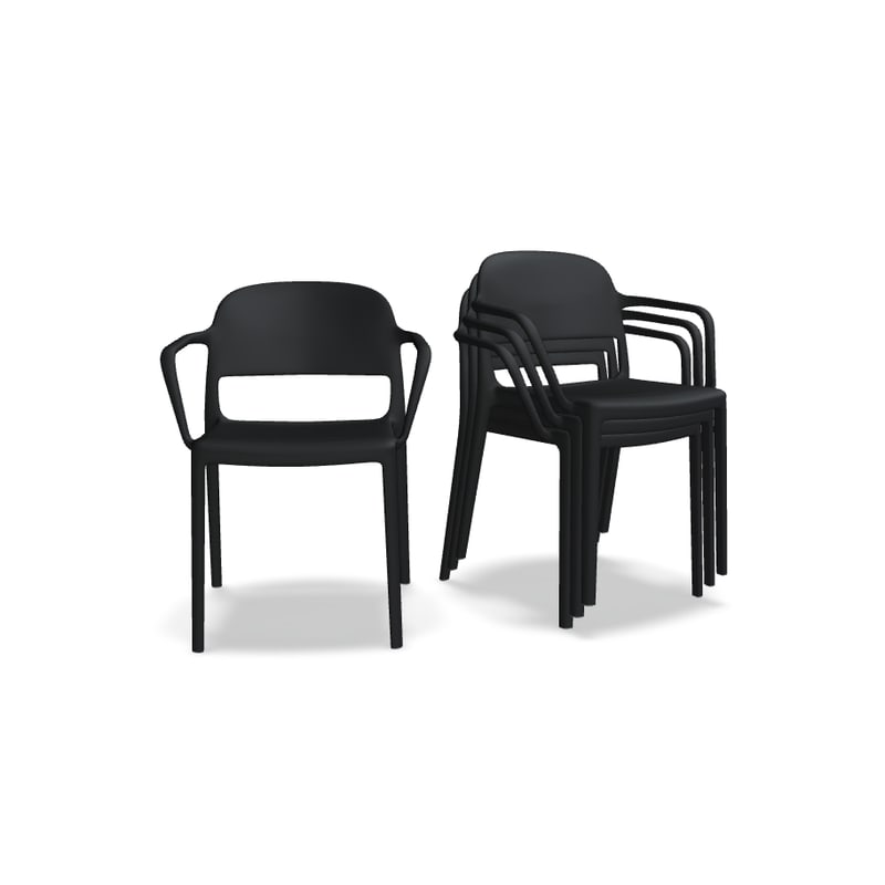 Lot de 4 chaises avec acc. BLENDY - noir