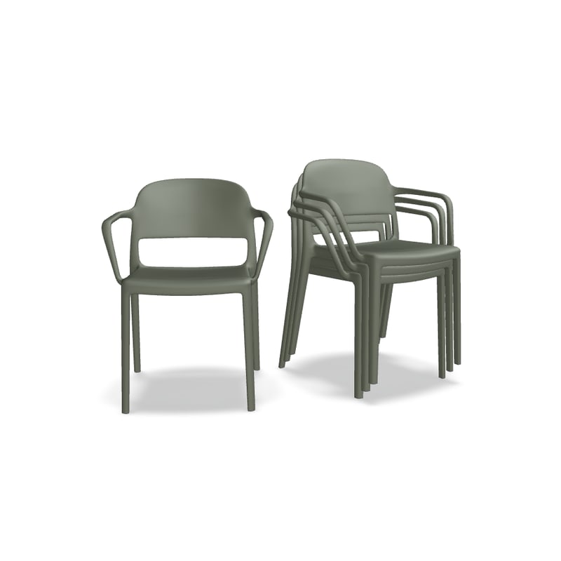 Lot de 4 chaises avec acc. BLENDY - olive