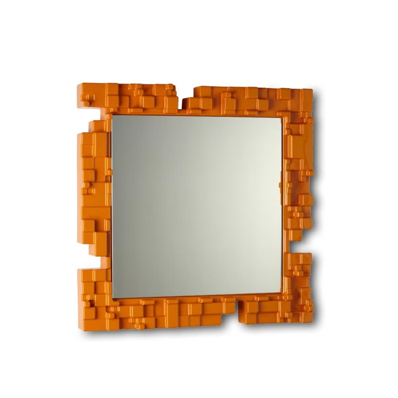 Miroir lumineux design PIXEL - orange