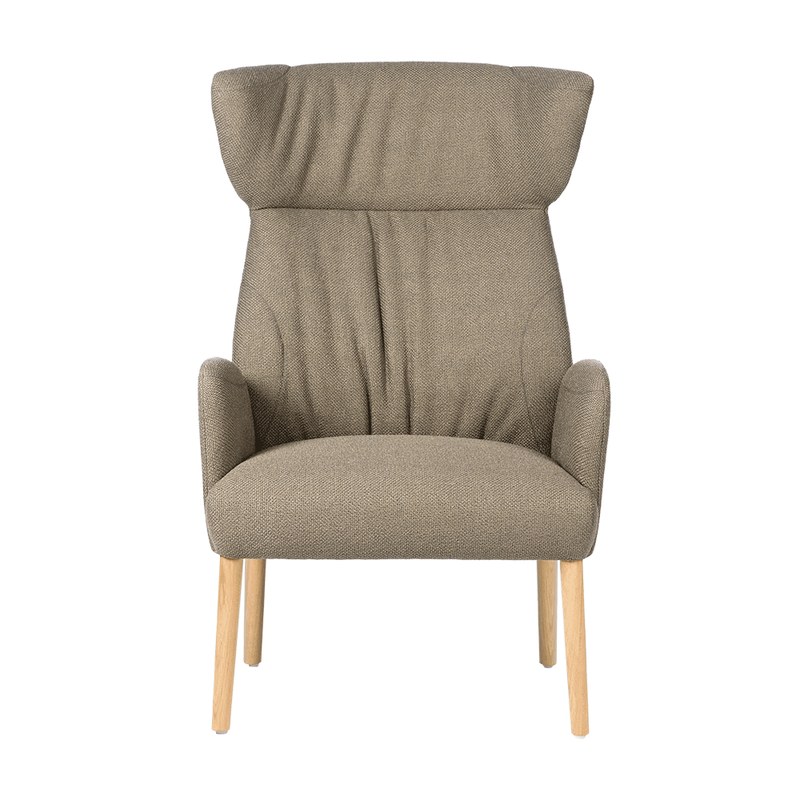 Fauteuil ENORA C02 piétement bois haut dossier avec accoudoirs