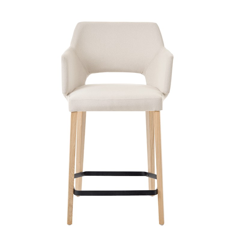 Tabouret LENA C07 piétement bois avec accoudoirs