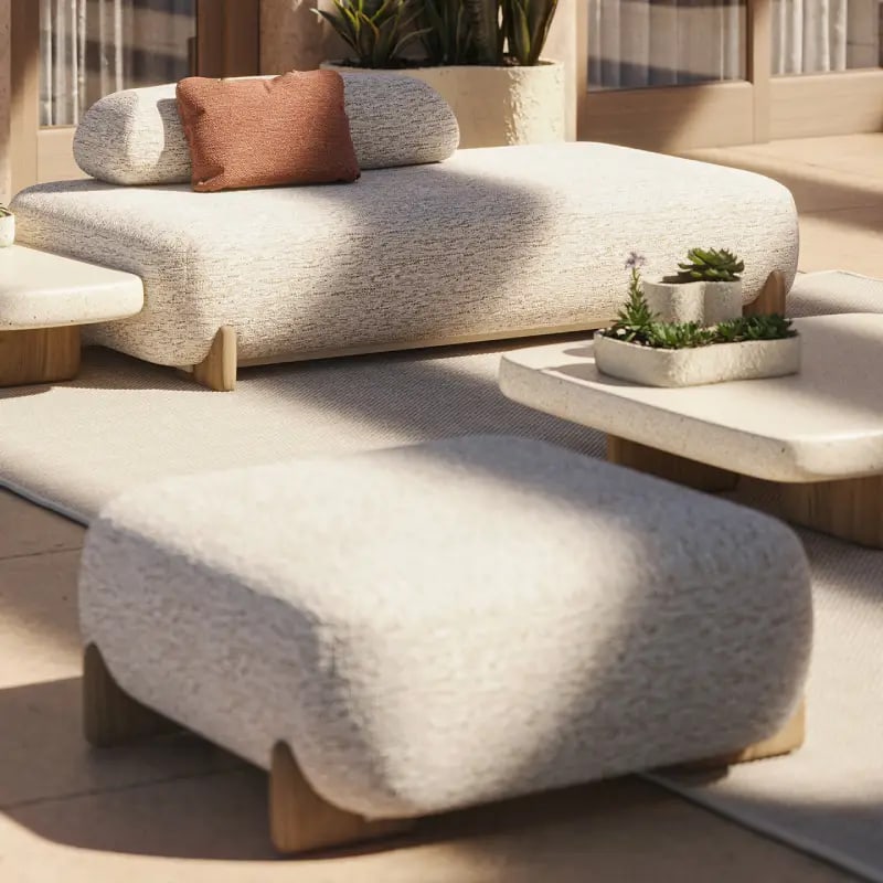 Pouf d'extérieur tapissé MILOS
