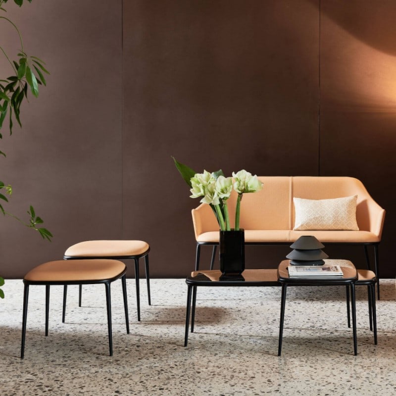 Pouf design pied métal LEA - MIDJ