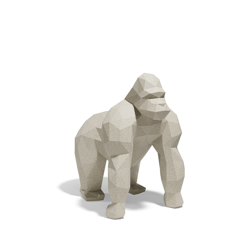 Statue gorille 110 cm ORIGAMI - écru granit