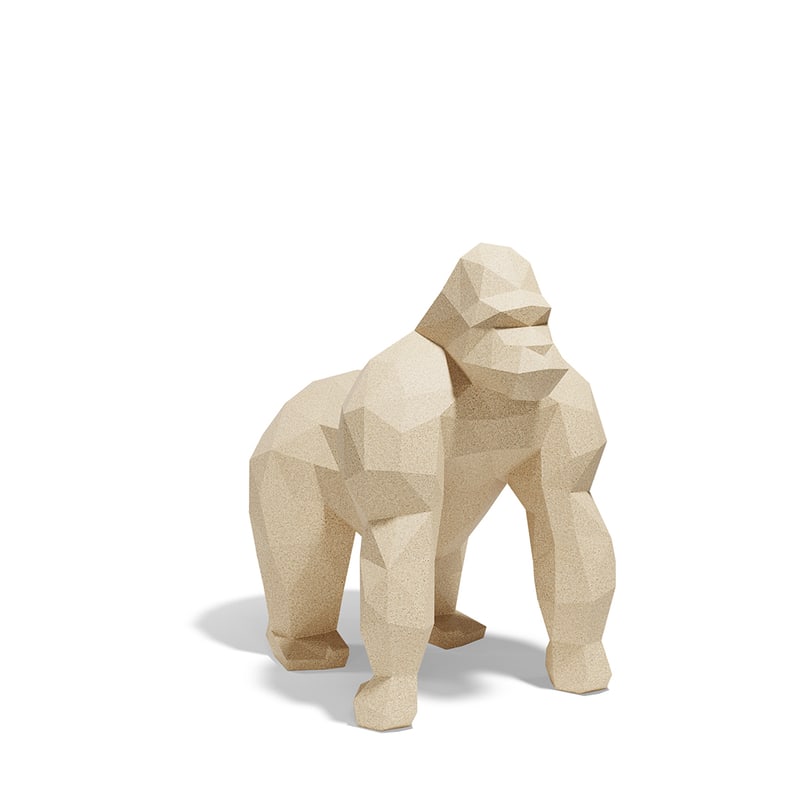 Statue gorille 110 cm ORIGAMI - granit crème
