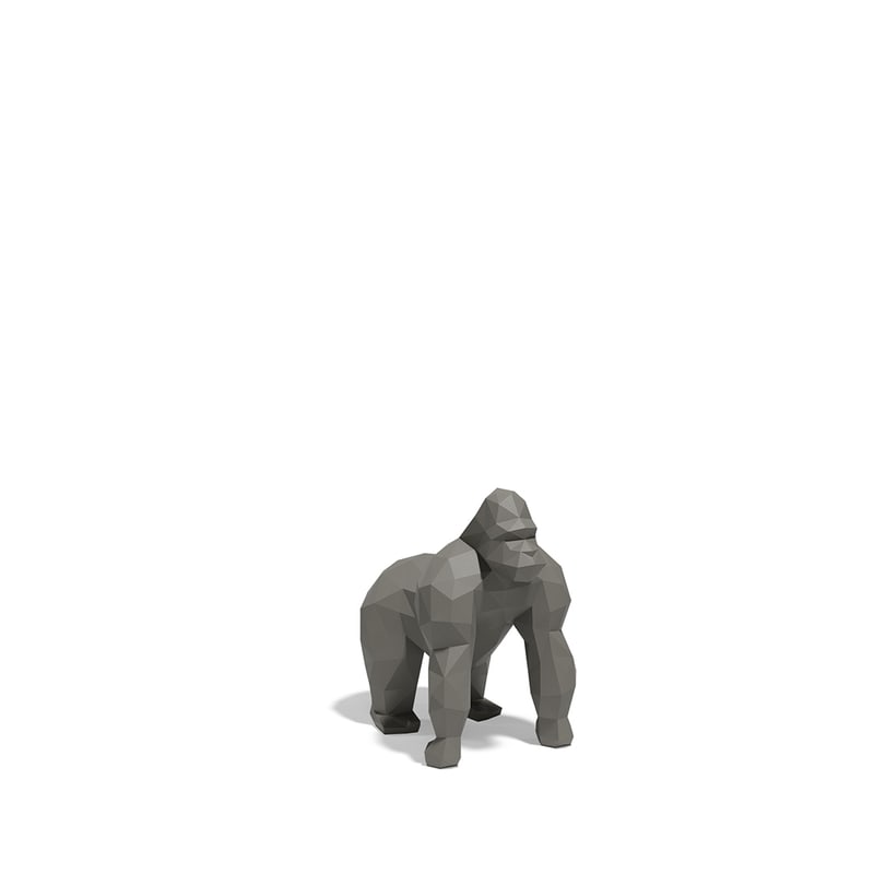 Statue gorille 60 cm ORIGAMI - anthracite