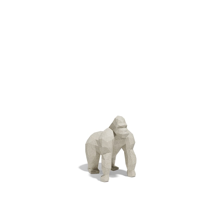 Statue gorille 60 cm ORIGAMI - écru granit
