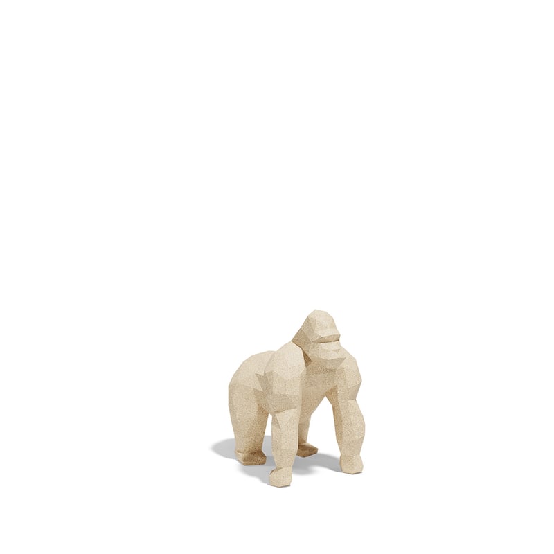 Statue gorille 60 cm ORIGAMI - granit crème