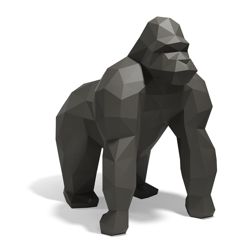 Statue gorille XL SARU ORIGAMI - anthracite