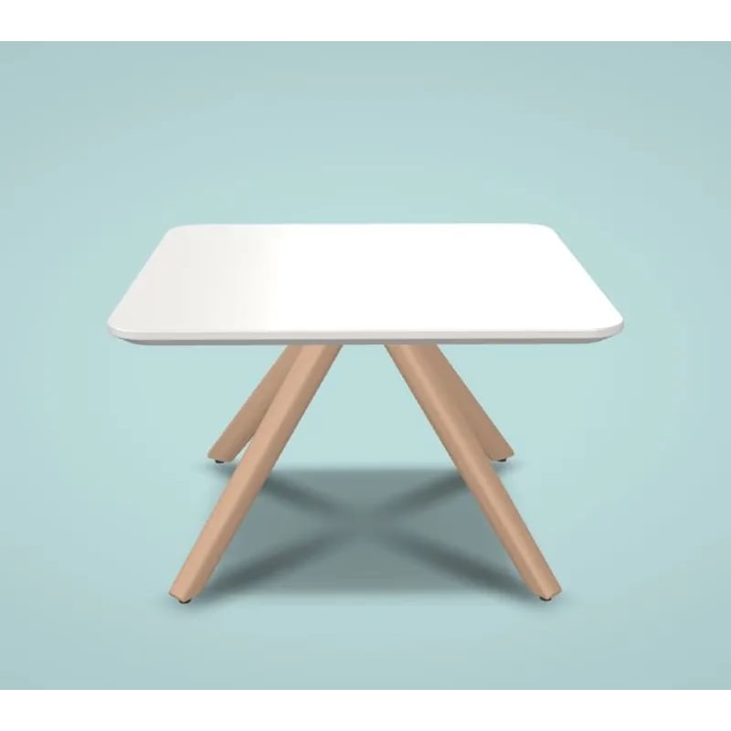 Table basse carrée pied en bois BOW LOUNGE