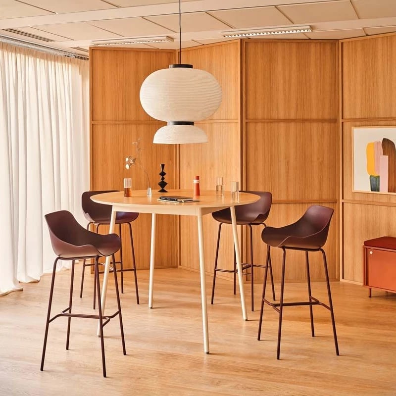 Table haute ronde design pied métal UNIT
