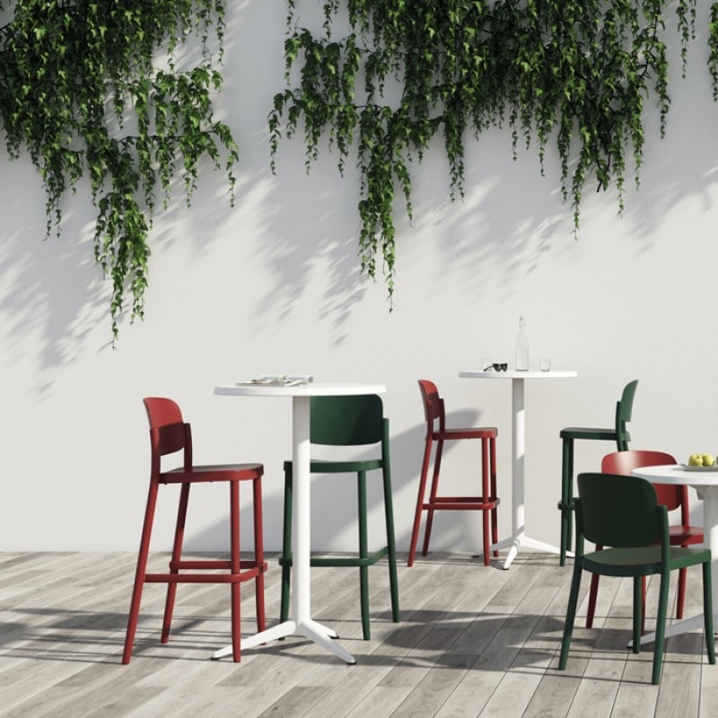Table haute ronde fixe ou rabattable OUTDOOR