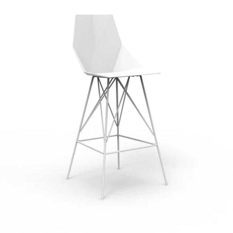 Tabouret de bar H111cm pied inox FAZ - blanc