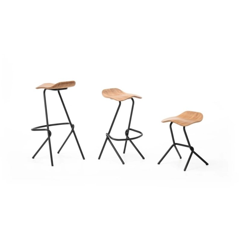 Tabouret en bois massif pied en métal STRAIN