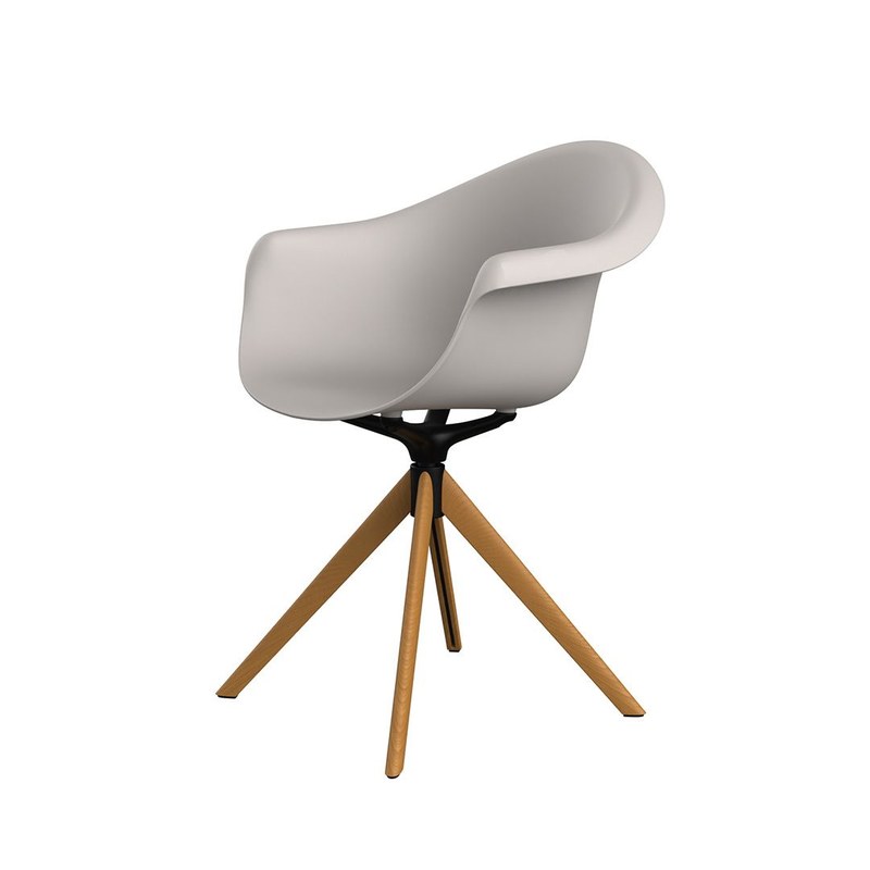 Fauteuil pivotant pieds bois INCASSO - ecru
