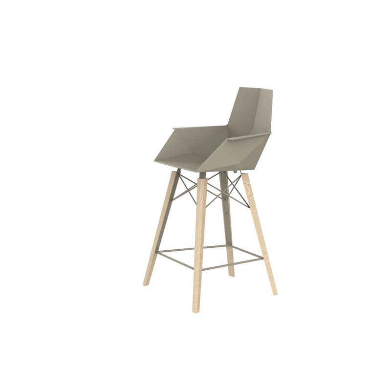 Tabouret avec accoudoirs FAZ WOOD H 102 cm - ecru