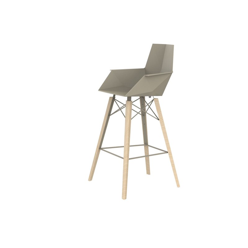 Tabouret de bar avec accoudoirs FAZ WOOD H 111 cm - ecru